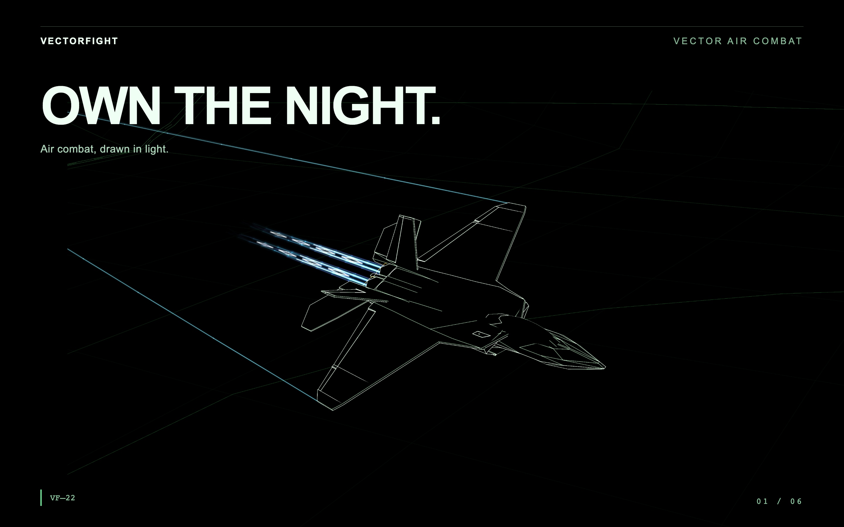 VectorFight aircraft in the black-sky vector rendering style